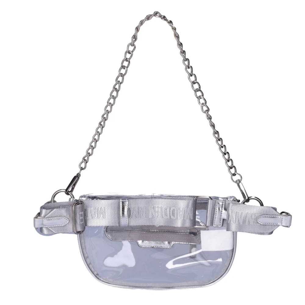 Madden NYC Clear/Silver Convertible Crossbody - Fanny Pack Bag New - Picture 4 of 9